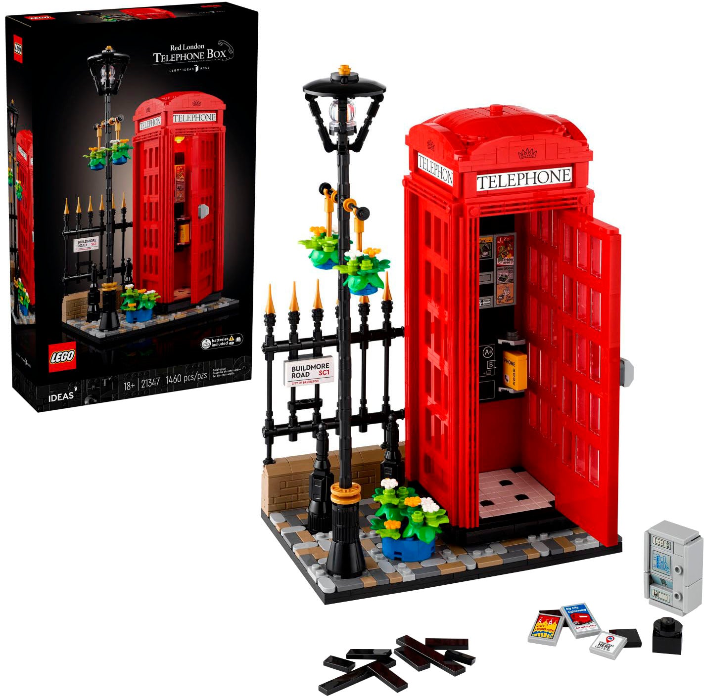 LEGO Ideas Red London Telephone Box Gift Idea for Travelers 21347