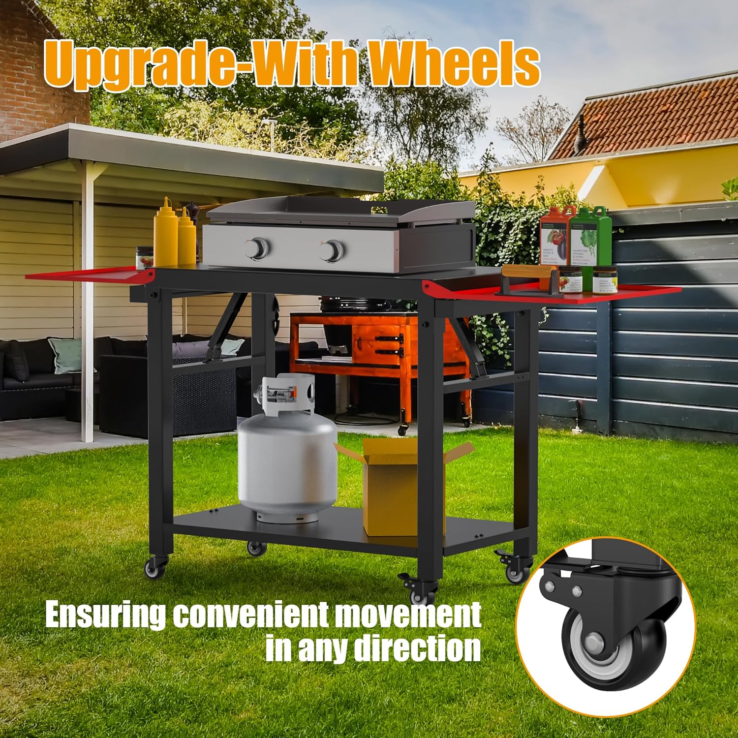 Universal Portable Griddle Table Stand - Foldable BBQ Grill Cart