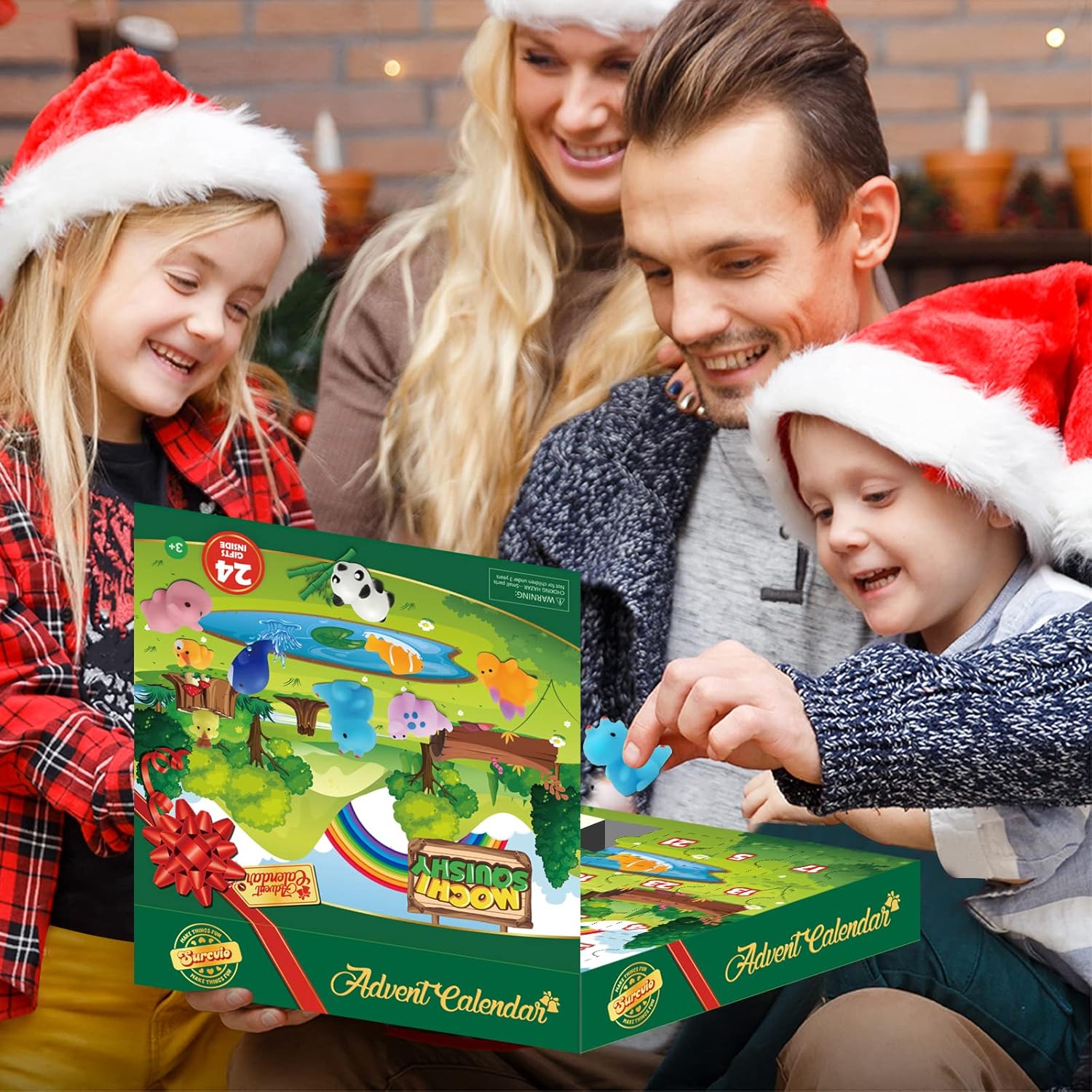 Christmas Advent Calendar 2023 with 4 Cute Jumbo and 20 Mochi Squishy Assorted Toys, 24 Days Countdown Calendar, Xmas Stocking Stuffers Gifts for Boys Girls Christmas Party Favor