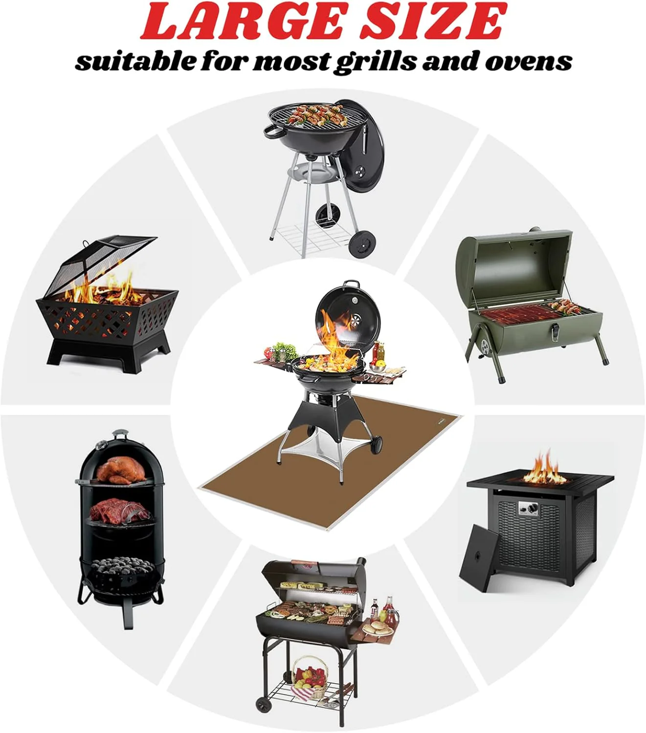 Large Grill Mat, 70x60 Inch Outdoor Deck Protector, Fireproof