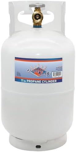 2024 Flame King YSN10LB 10LB Steel Propane Tank Cylinder with Type 1 Overflow Protection Device Valve  for Camping  Fire Pits  Heaters  Grills  Overlanding  White
