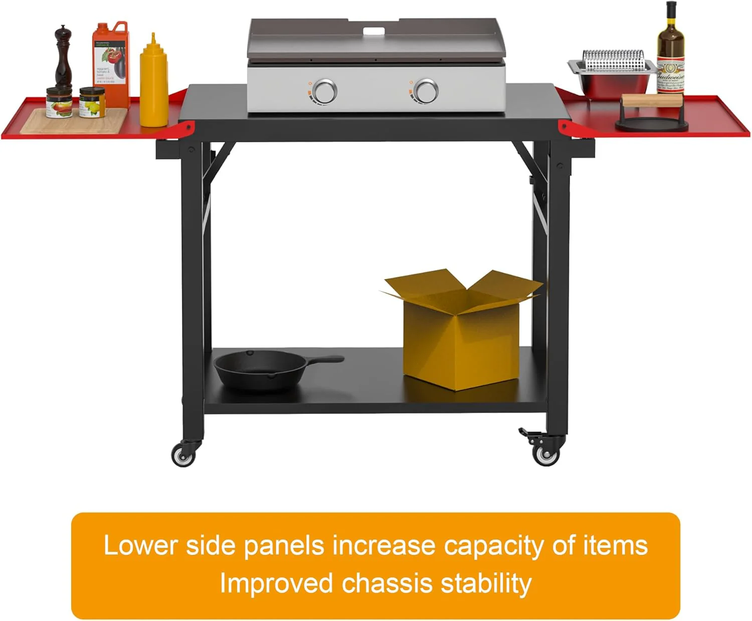 Universal Portable Griddle Table Stand - Foldable BBQ Grill Cart