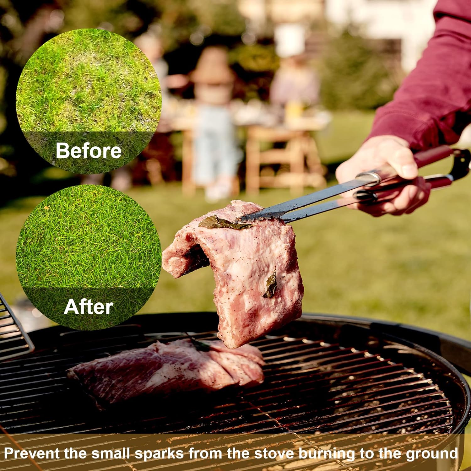 48 Inch Round Fire Pit Mat, Outdoor Grill Deck Protector, Fireproof BBQ Mat