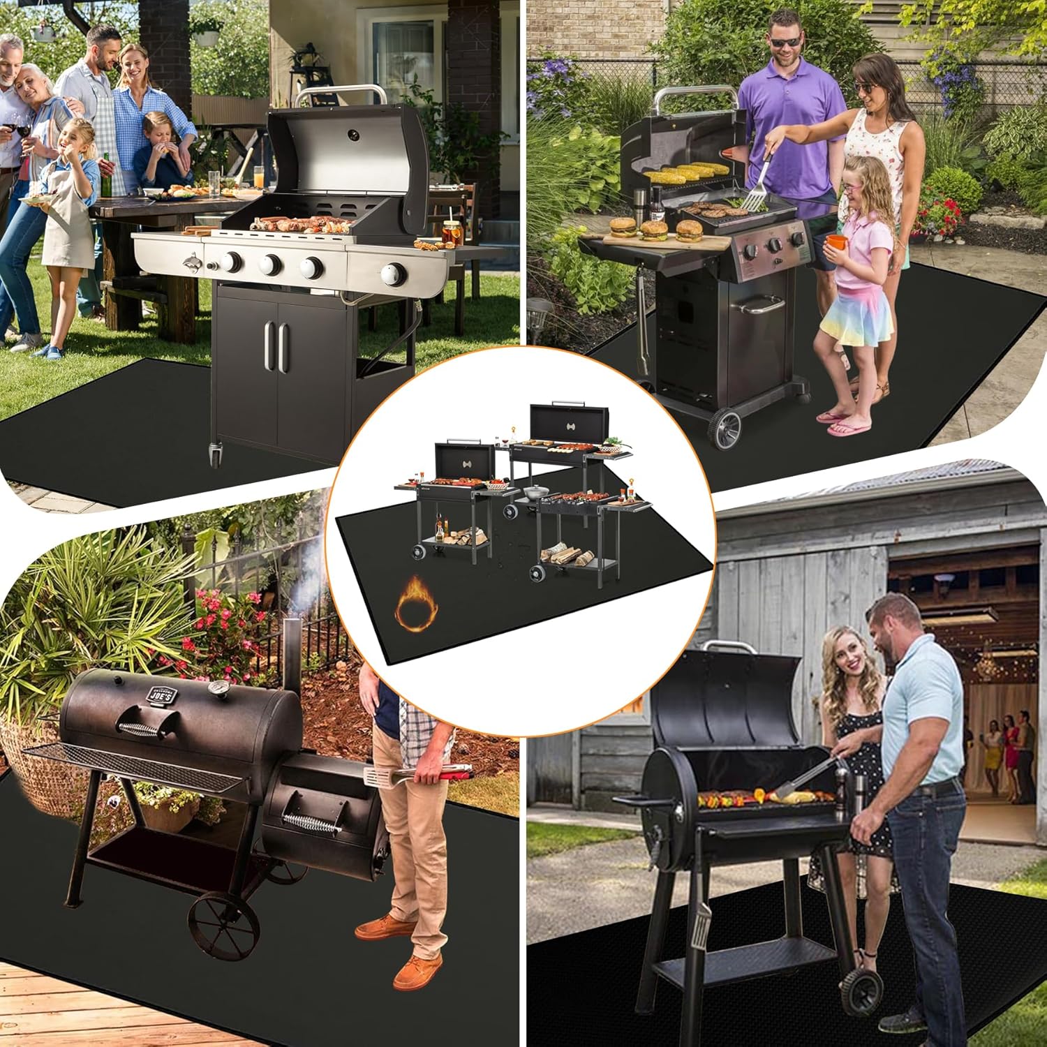 Under Grill Mat 90x48 Inch for Deck, Patio, Outdoor BBQ Grills - Fireproof & Waterproof