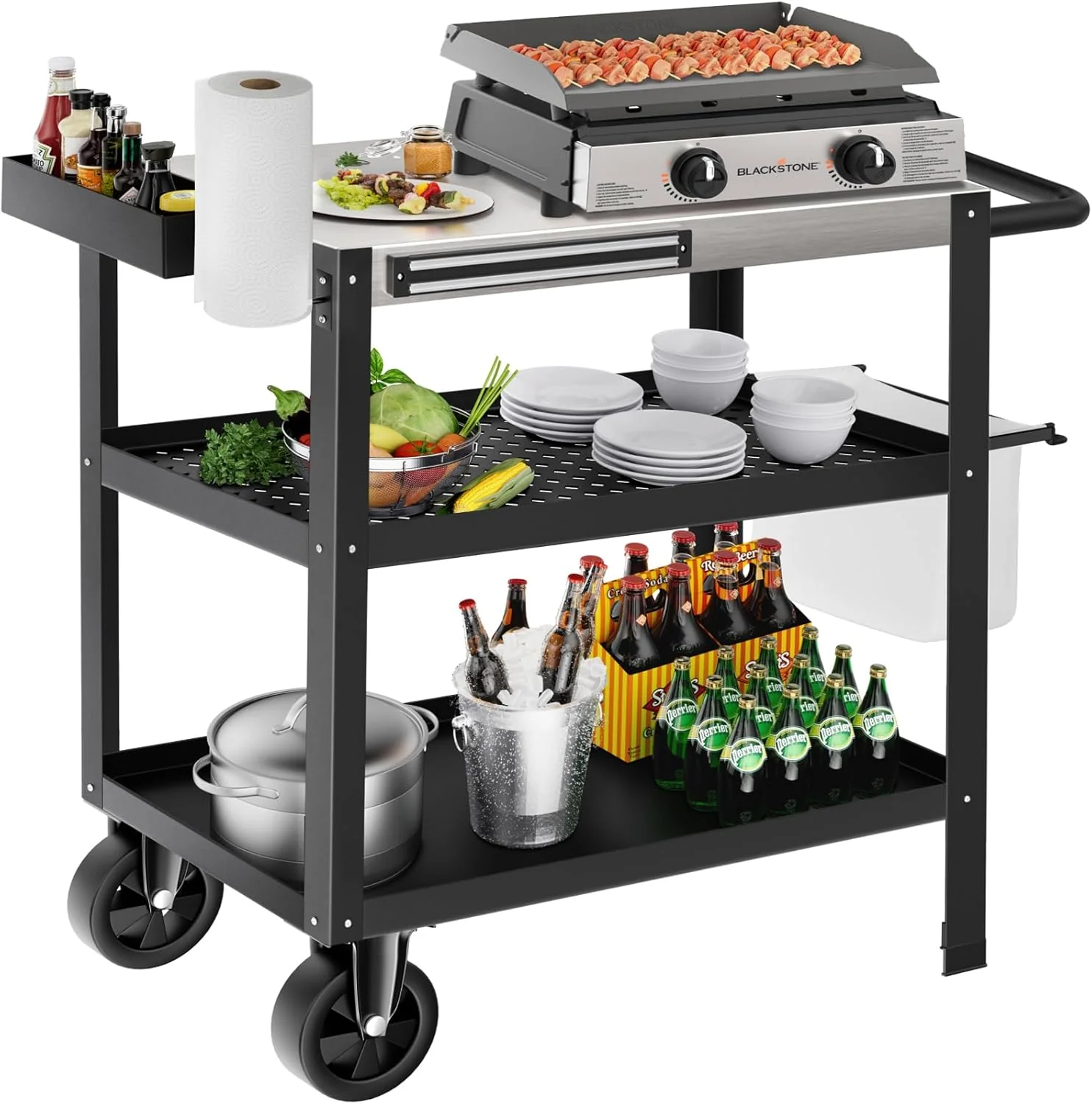 Stainless Steel Outdoor Grill Table with Wheels for 17���� or 22���� Griddles