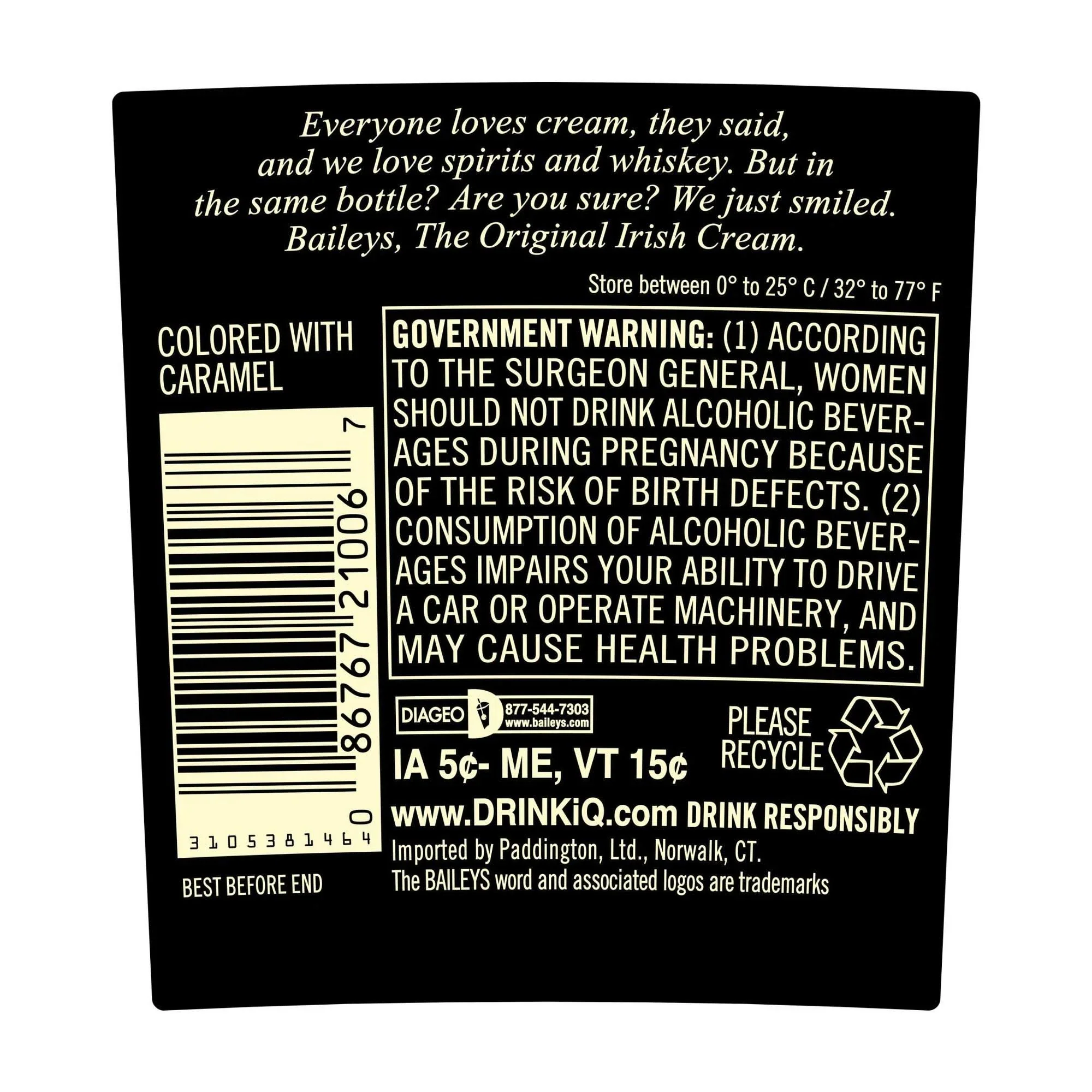 Baileys Liqueur, The Original, Irish Cream - 750 ml