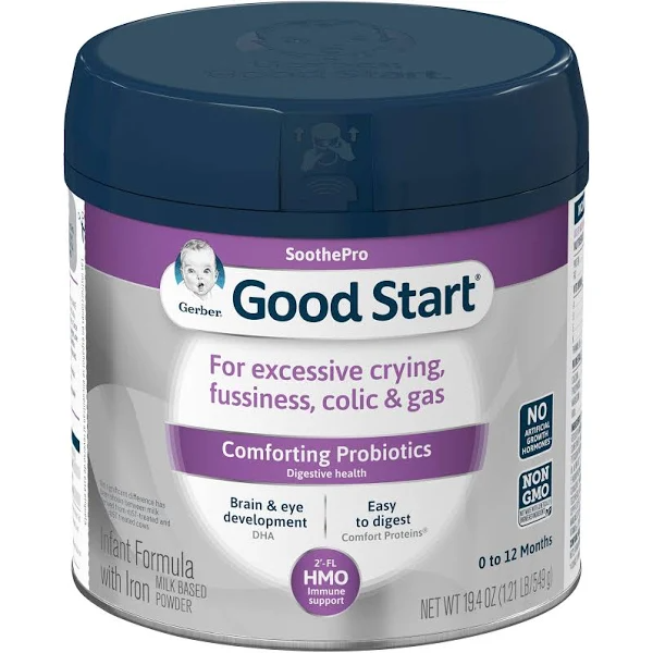 Gerber Good Start Infant Formula with Iron, SoothePro, Milk Based Powder, Stage 1 (0 to 12 Months) - 19.4 oz