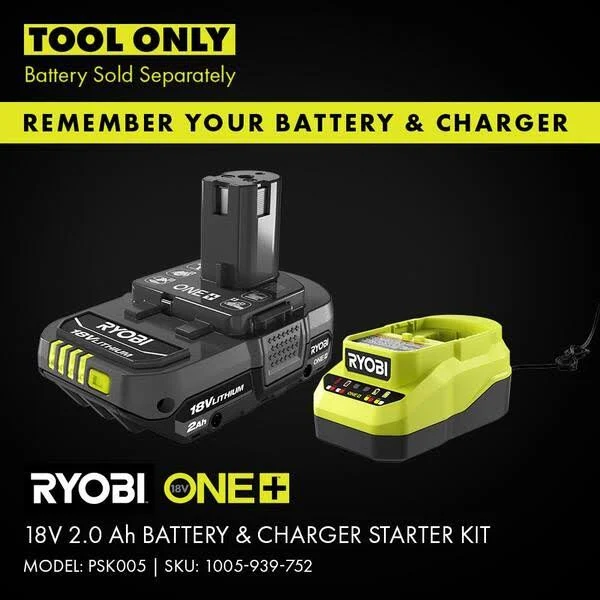 Ryobi P737D-PCL660B ONE+ 18V Cordless 2-Tool Combo Kit with High Pressure Inflator with Digital Gauge and Cordless LED Light