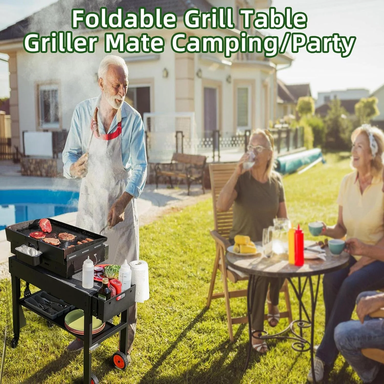 Grill Table for Outdoor Use: Universal Griddle Stand for 17