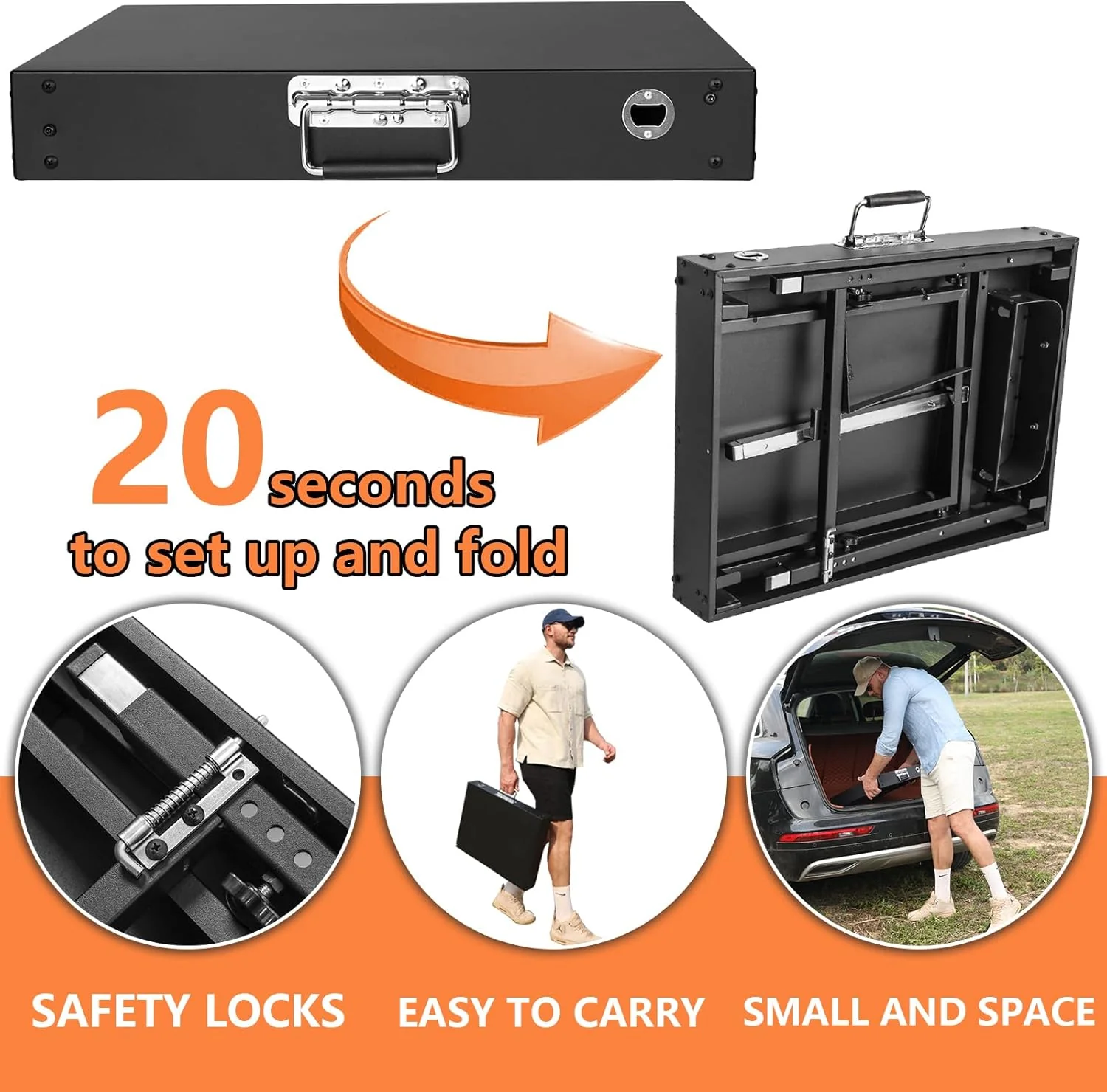 Foldable Portable Grill Table for 17 or 22 inch Griddle - Adjustable Legs, Trash Holder