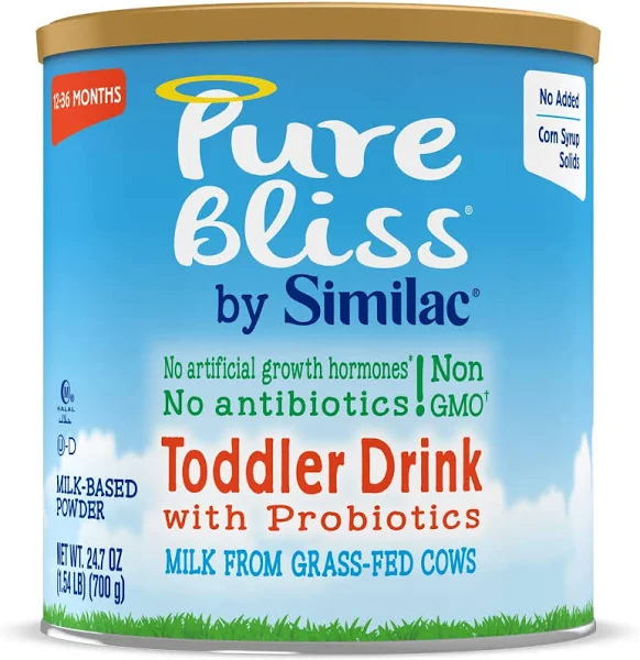 Pure Bliss by Similac Toddler Drink with Probiotics, Starts with Fresh Milk from Grass-Fed Cows, Non-GMO Toddler Formula, 24.7 Ounces
