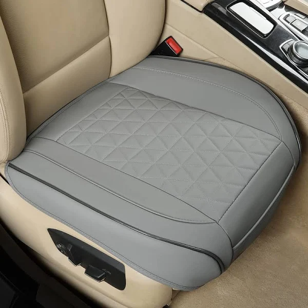 Black Panther Luxury PU Leather Car Seat Cover Protector for Front Seat bottom,Compatible with 90% Vehicles (Sedan SUV Pickup Mini Van) - 1 Piece,Gray