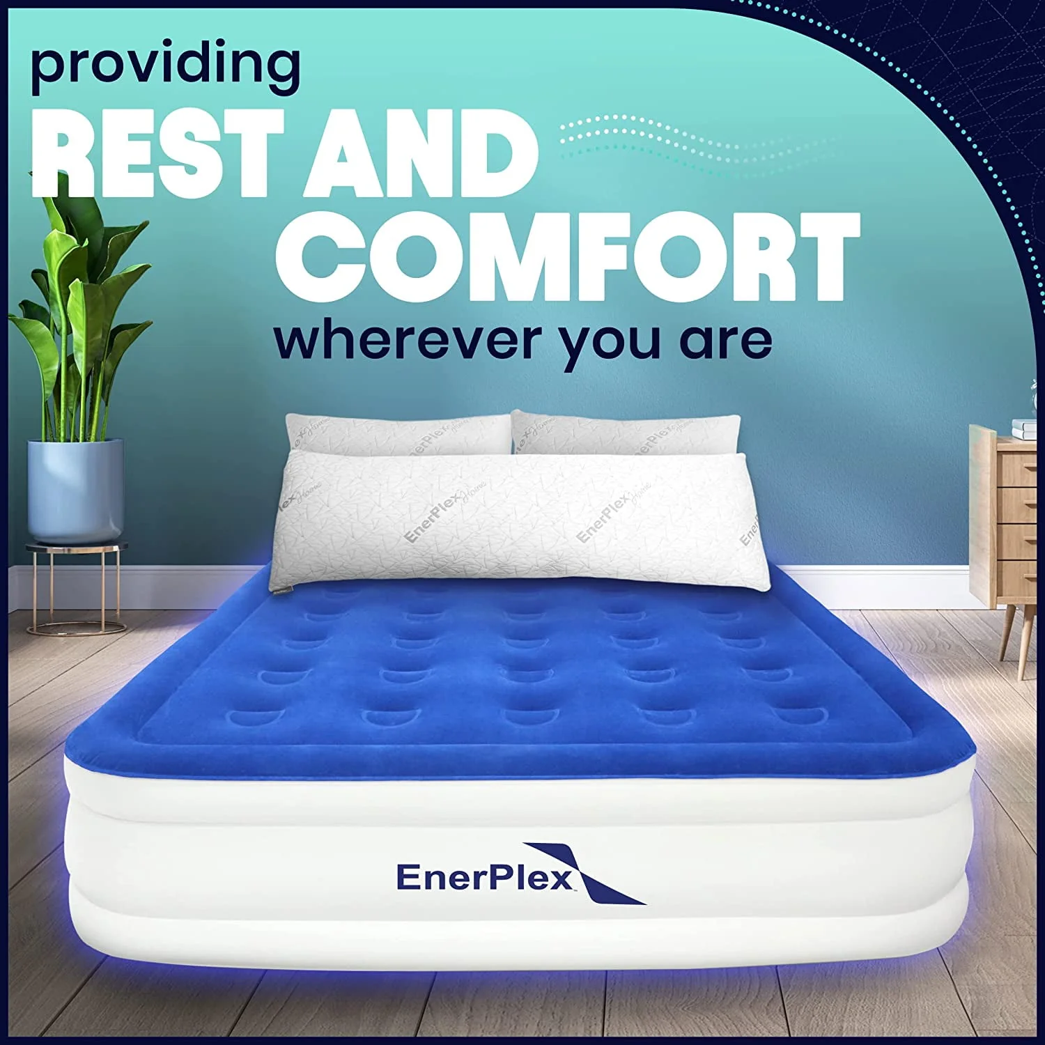 EnerPlex Air Mattress with Built-in Pump - Double Height Inflatable Mattress for Camping, Home & Portable Travel - Queen, 13 Inch  sgtnighsdesigns