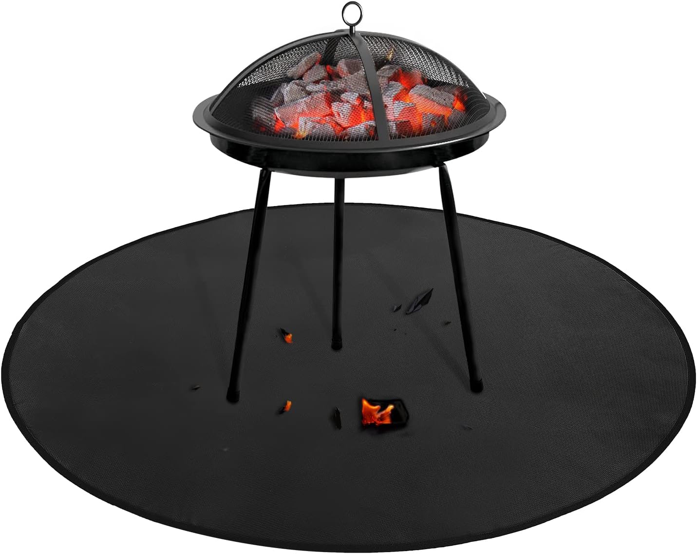 48 Inch Round Fire Pit Mat, Outdoor Grill Deck Protector, Fireproof BBQ Mat