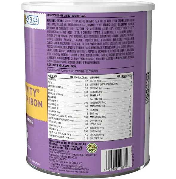 Earth's Best Organic Infant Formula with Iron, Organic Sensitivity, Milk-Based Powder - 32 oz