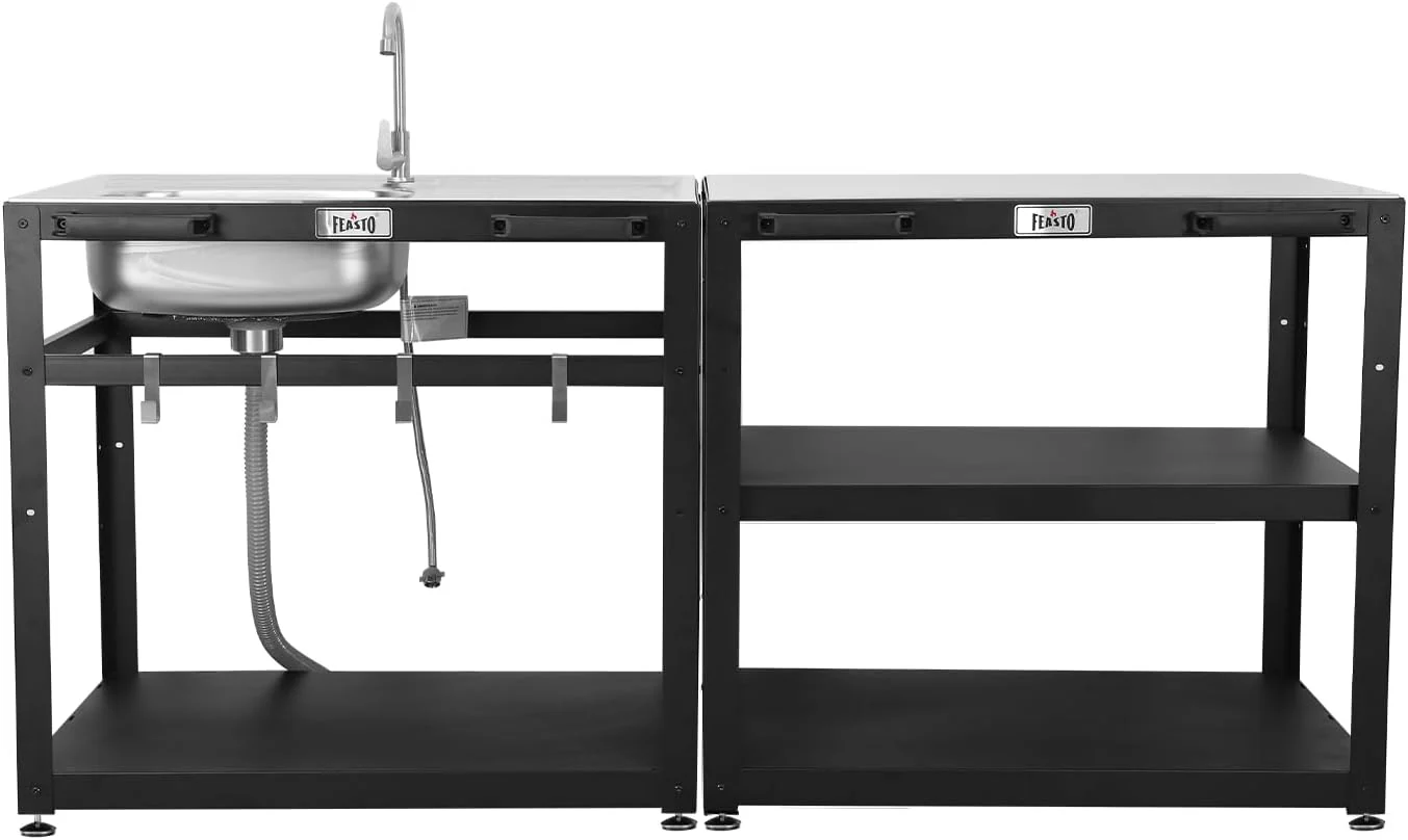 Modular Outdoor Kitchen Sink Station | Free Standing 304 Stainless Steel Utility Sink with Faucet