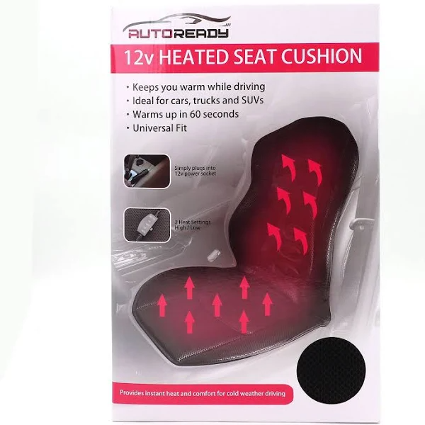Autodrive 12-Volt Heated Seat Cushion with Universal Fit and Auto Shut-Off for Cars
