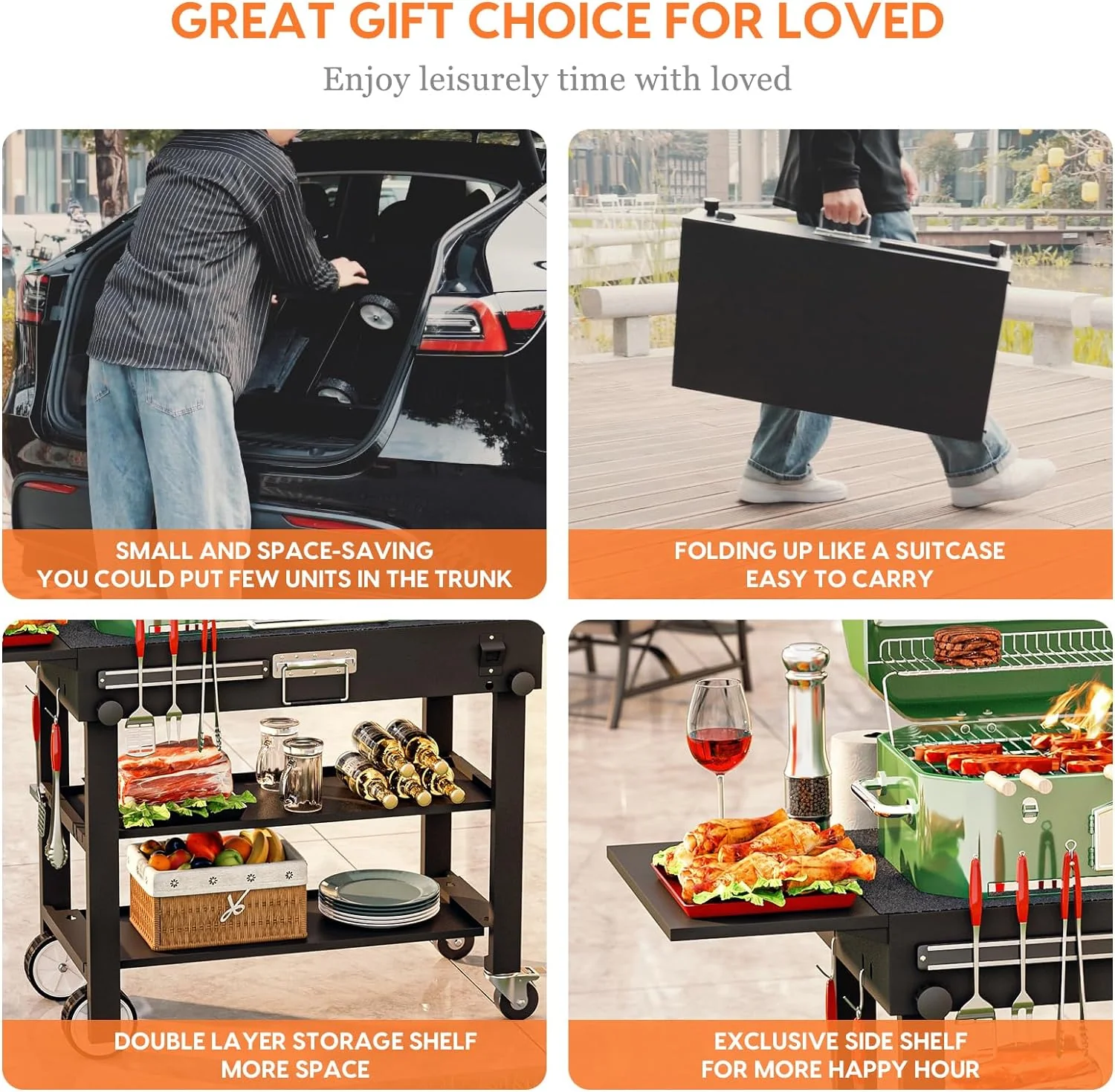 Portable Grill Table Stand for Blackstone & Ninja Griddles - Durable Metal