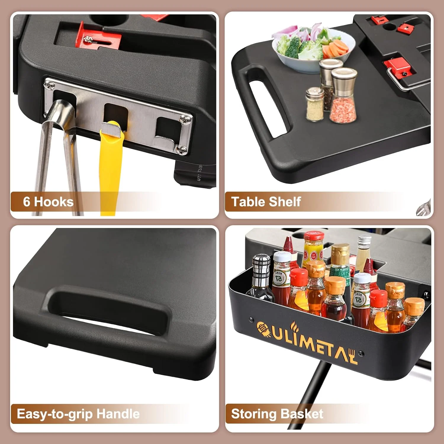 Portable Grill Cart for Weber Q1000, Q2000 Series Gas Grills and Blackstone 17�� 22�� Table Top Griddles