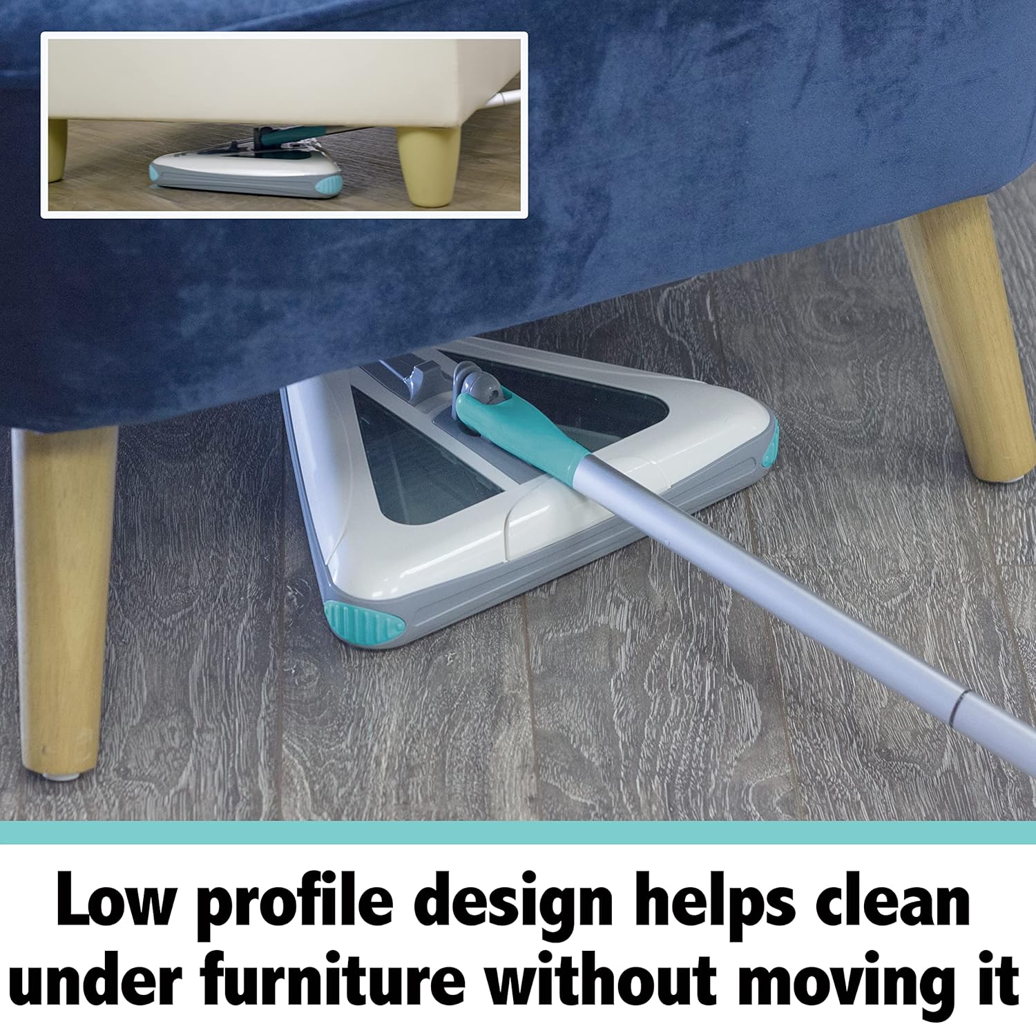 2024 Zippi Sweeper Max- Powerful and Lightweight Sweeper  Perfect for Carpet Hardwood and Tile  Triangular Design Allows for Sweeping in Corners  1000 mAh Rechargeable Battery