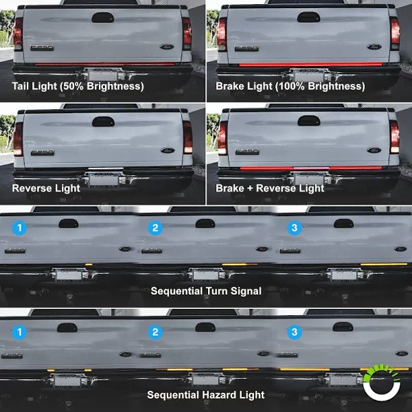 49 LED Tailgate Brake Light Bar for Truck Trailer w/ Sequential Turn Signal