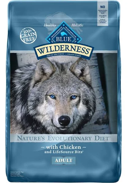 Blue Wilderness Food for Dogs, Natural, Adult, Grain-Free, Chicken Recipe - 24 lb