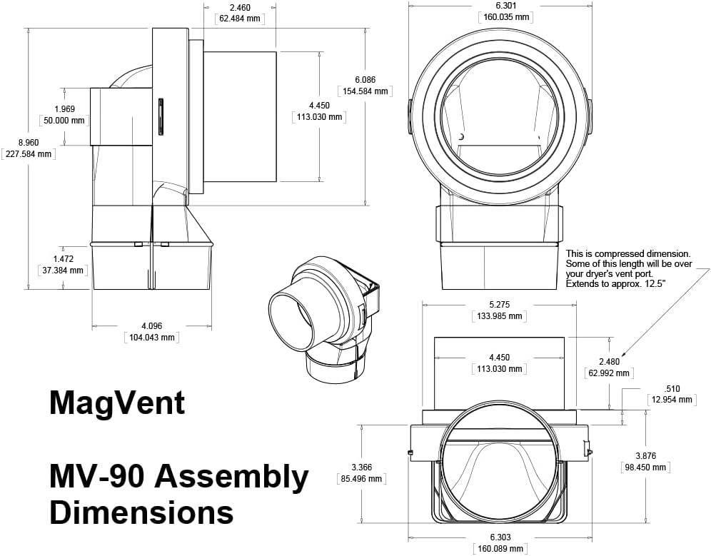 2024 MV-90 Magnetic Dryer Vent Coupling