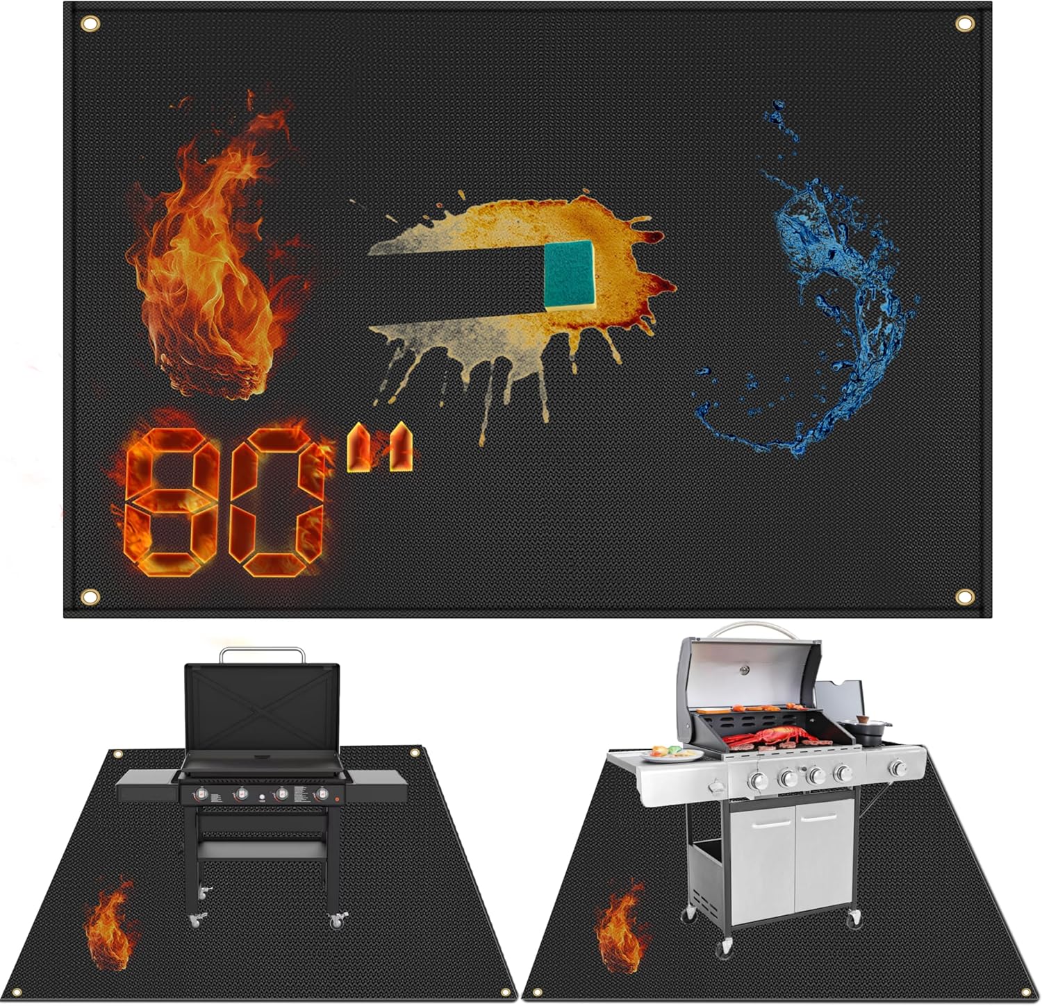 90x48 inch Extra Large Grill Mat for Outdoor Grill, Fireproof Deck Grill Mat