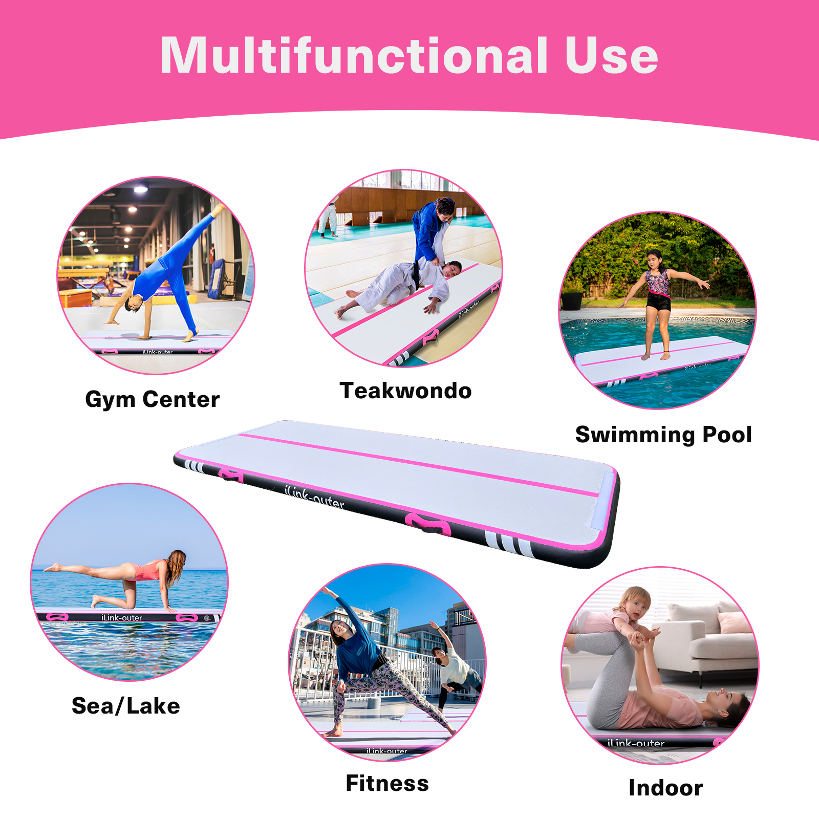 Air Track 10FT Inflatable Gymnastics Mats with Roller Training Mat 4inches With Electric Pump For Home/gym/outdoor