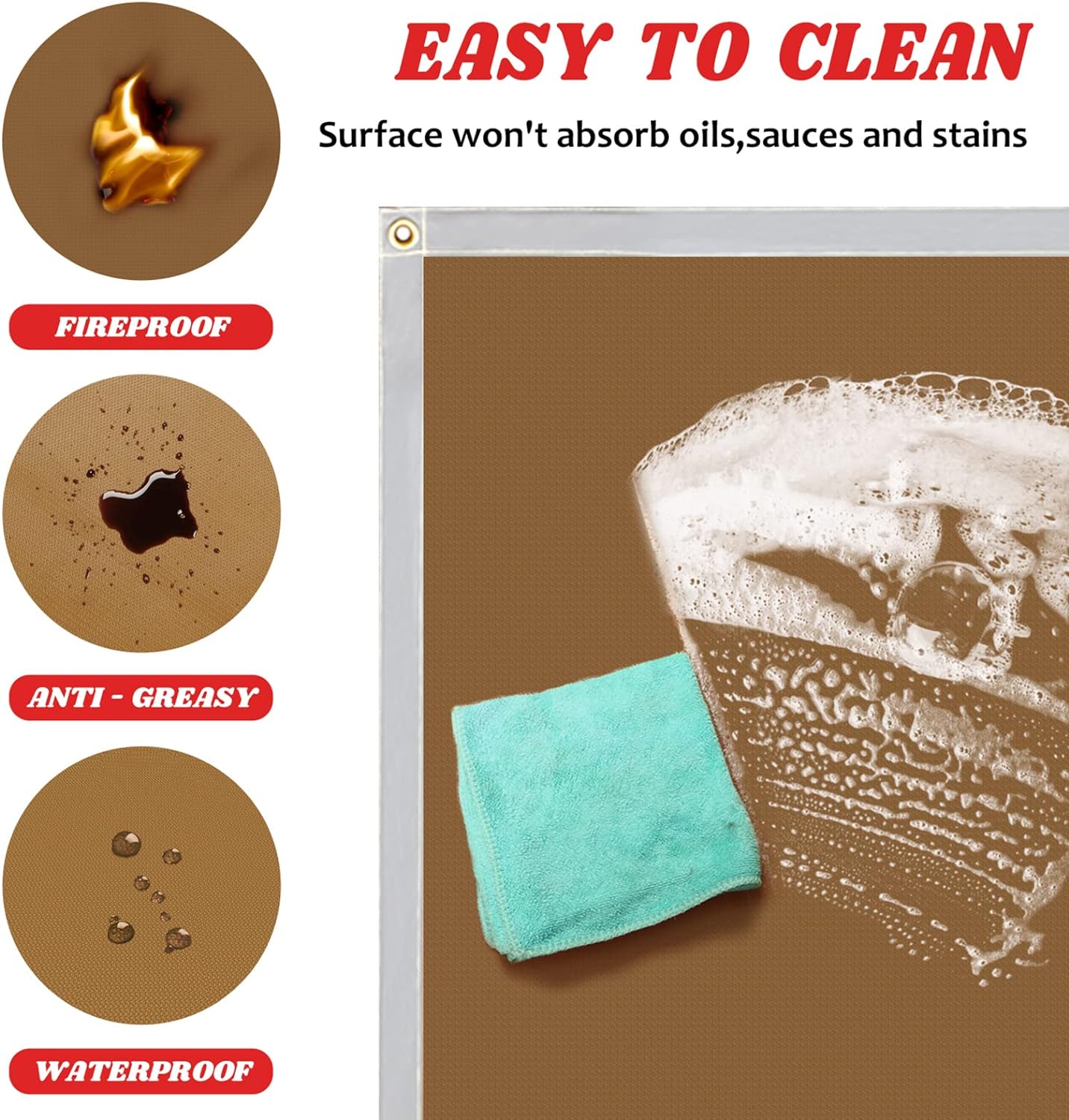 Large Grill Mat, 70x60 Inch Outdoor Deck Protector, Fireproof