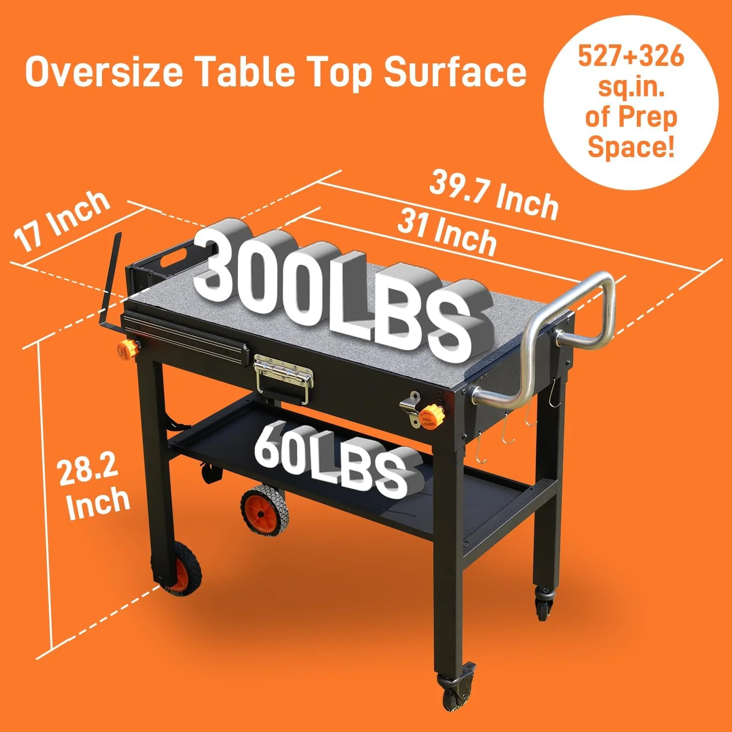 Portable Grill Table Stand | Folding Prep Station for 17