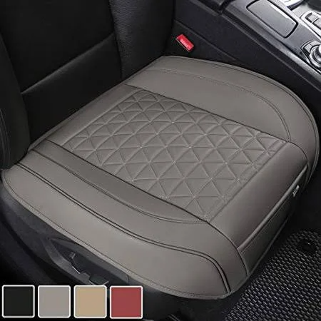 Black Panther Luxury PU Leather Car Seat Cover Protector for Front Seat bottom,Compatible with 90% Vehicles (Sedan SUV Pickup Mini Van) - 1 Piece,Gray