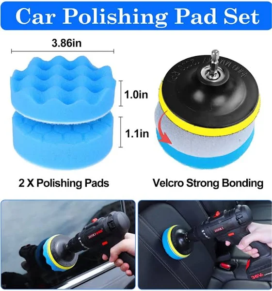 NIKCOSMK 26pcs Car Detailing Brush Set, Car Detailing Kit, Auto Detailing Drill Brush Set, Car Detailing Brushes, Car Buffing Sponge Pads Kit, Car Cleaning