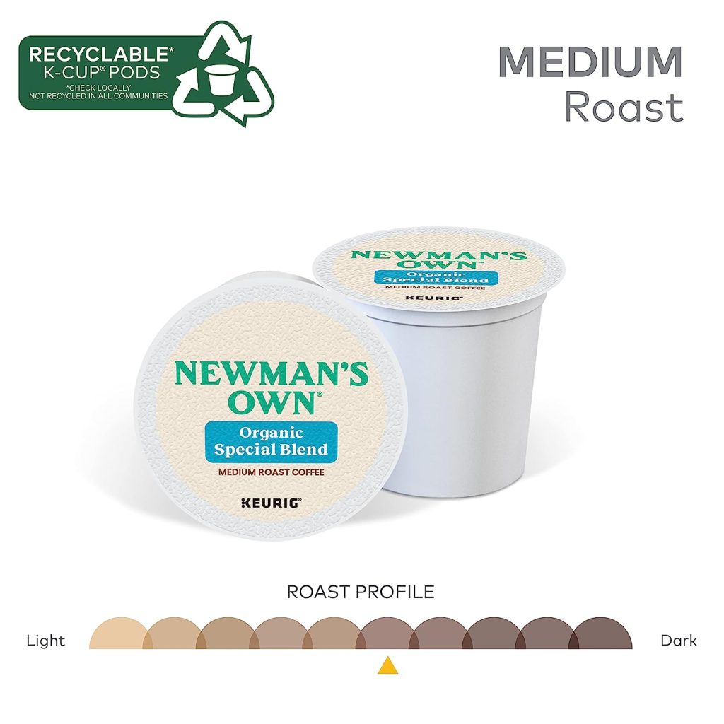 Newman’s Own Organics Medium Roast Coffee K-Cup Pods, 96 Count, USDA Organic, Fair Trade Certified