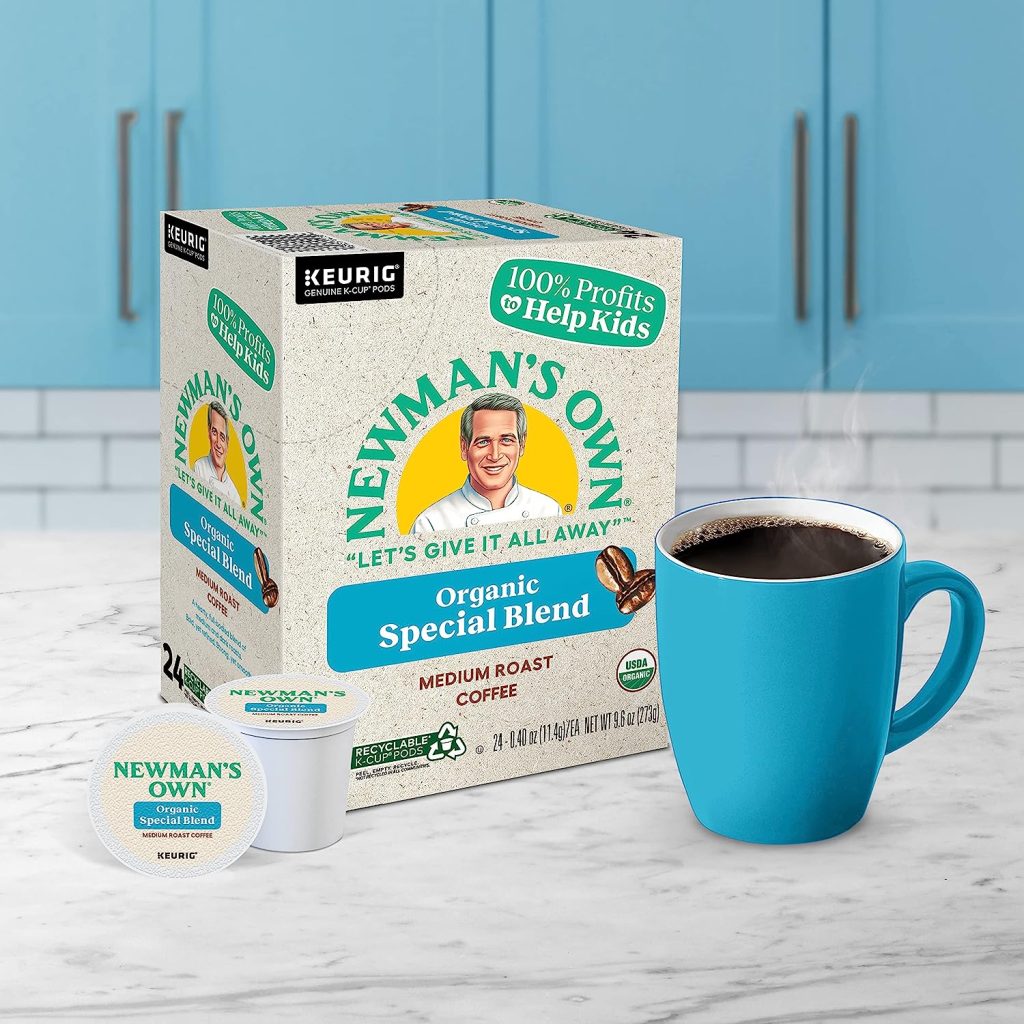 Newman’s Own Organics Medium Roast Coffee K-Cup Pods, 96 Count, USDA Organic, Fair Trade Certified