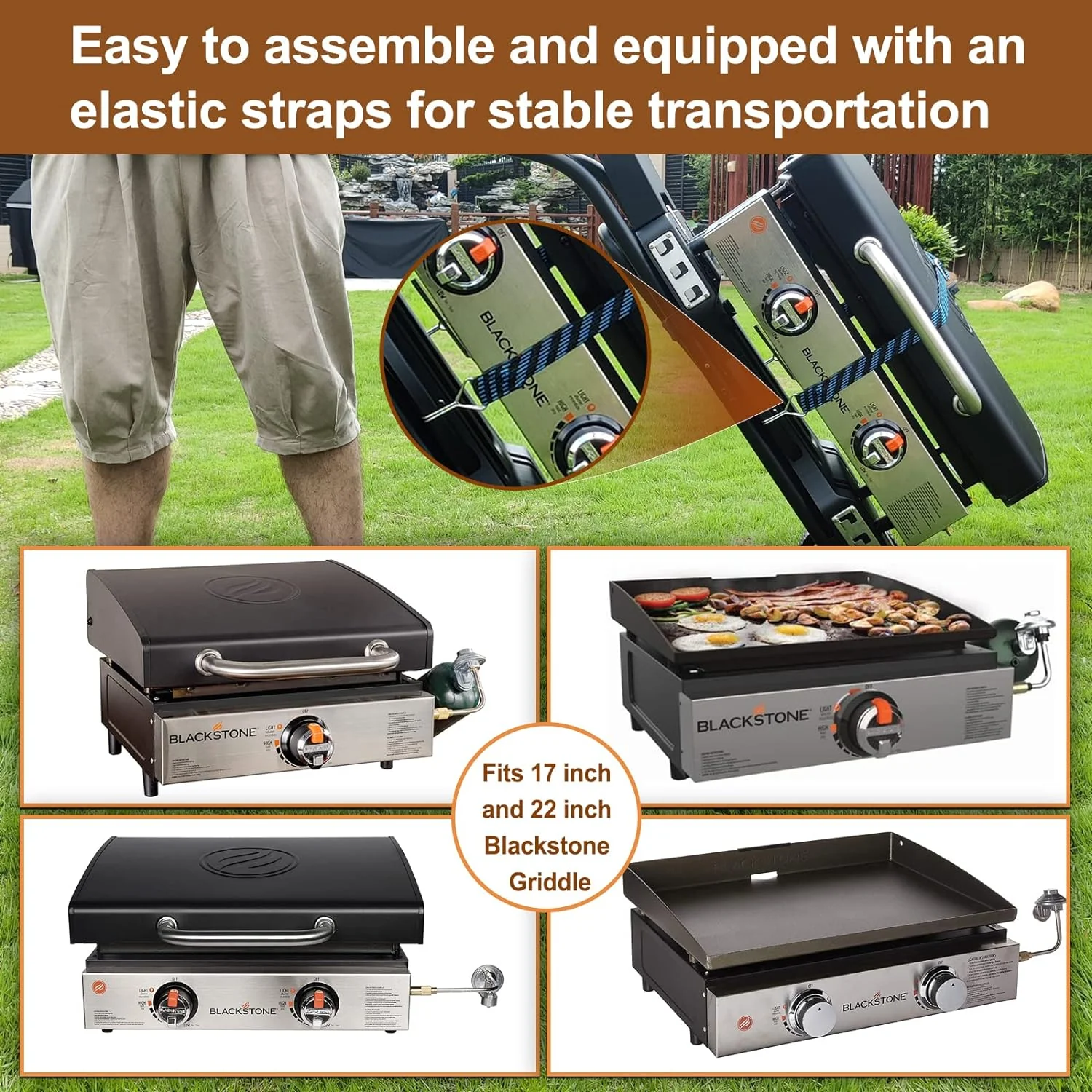 Portable Grill Cart for Weber Q1000, Q2000 Series Gas Grills and Blackstone 17�� 22�� Table Top Griddles