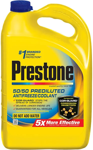 Prestone Extended Life Prediluted Antifreeze/Coolant, 1 Gallon, (6-Pack)