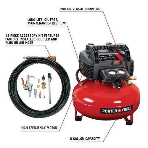 2024 PORTER-CABLE Air Compressor, 6-Gallon, Pancake, Oil-Free (C2002)