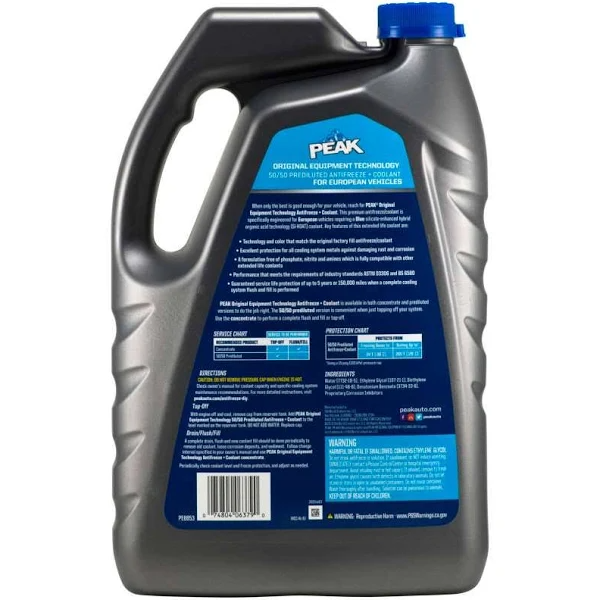 Peak European Blue 50/50 Antifreeze + Coolant - 1 Gal