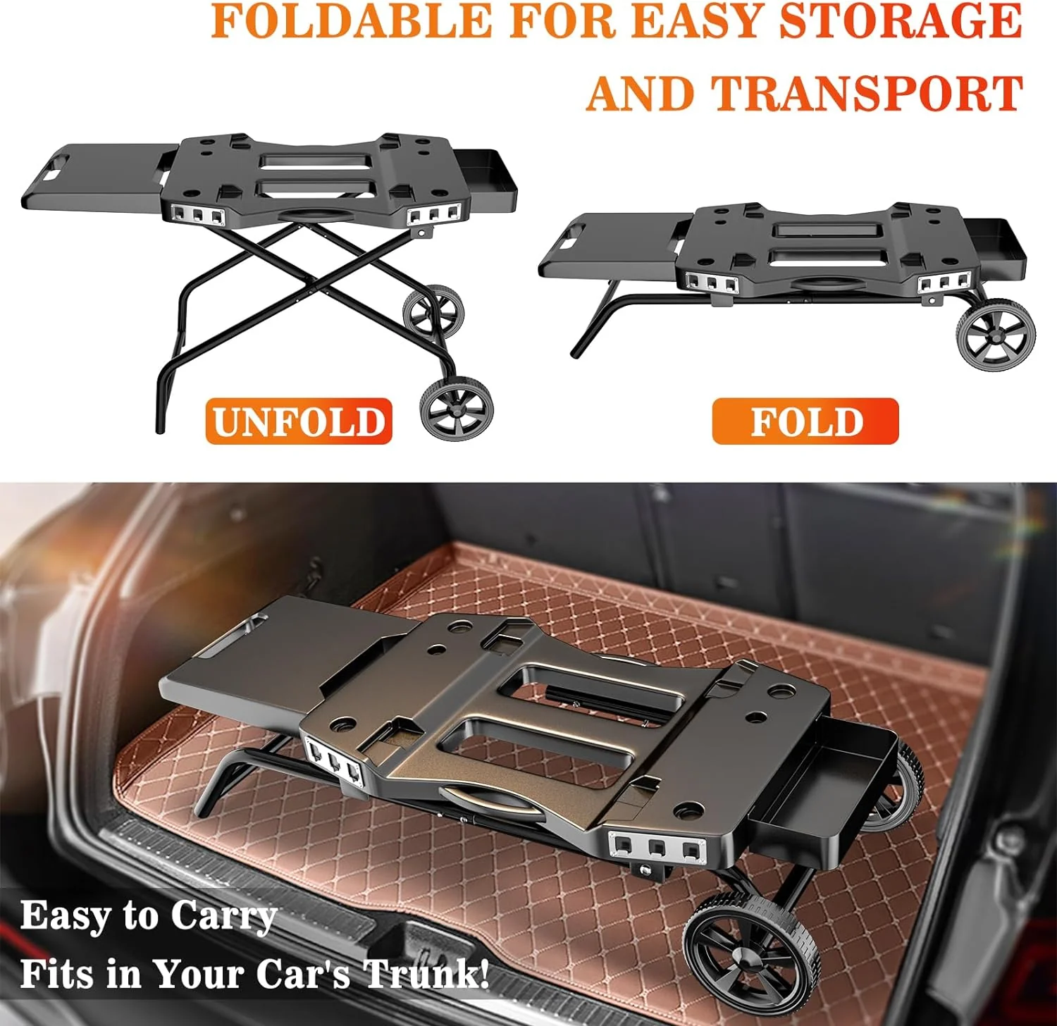 Portable Grill Cart for Ninja Woodfire Grill OG700 Series - Folding Outdoor Stand