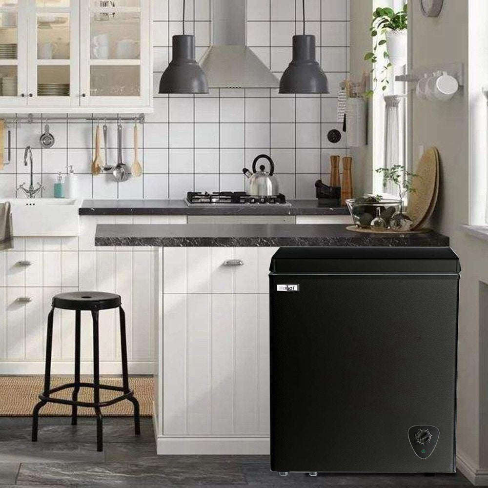 Wanai 3.5 Cu Ft Black Chest Freezer, Energy Efficient with Removable Basket and Adjustable Temperature Control