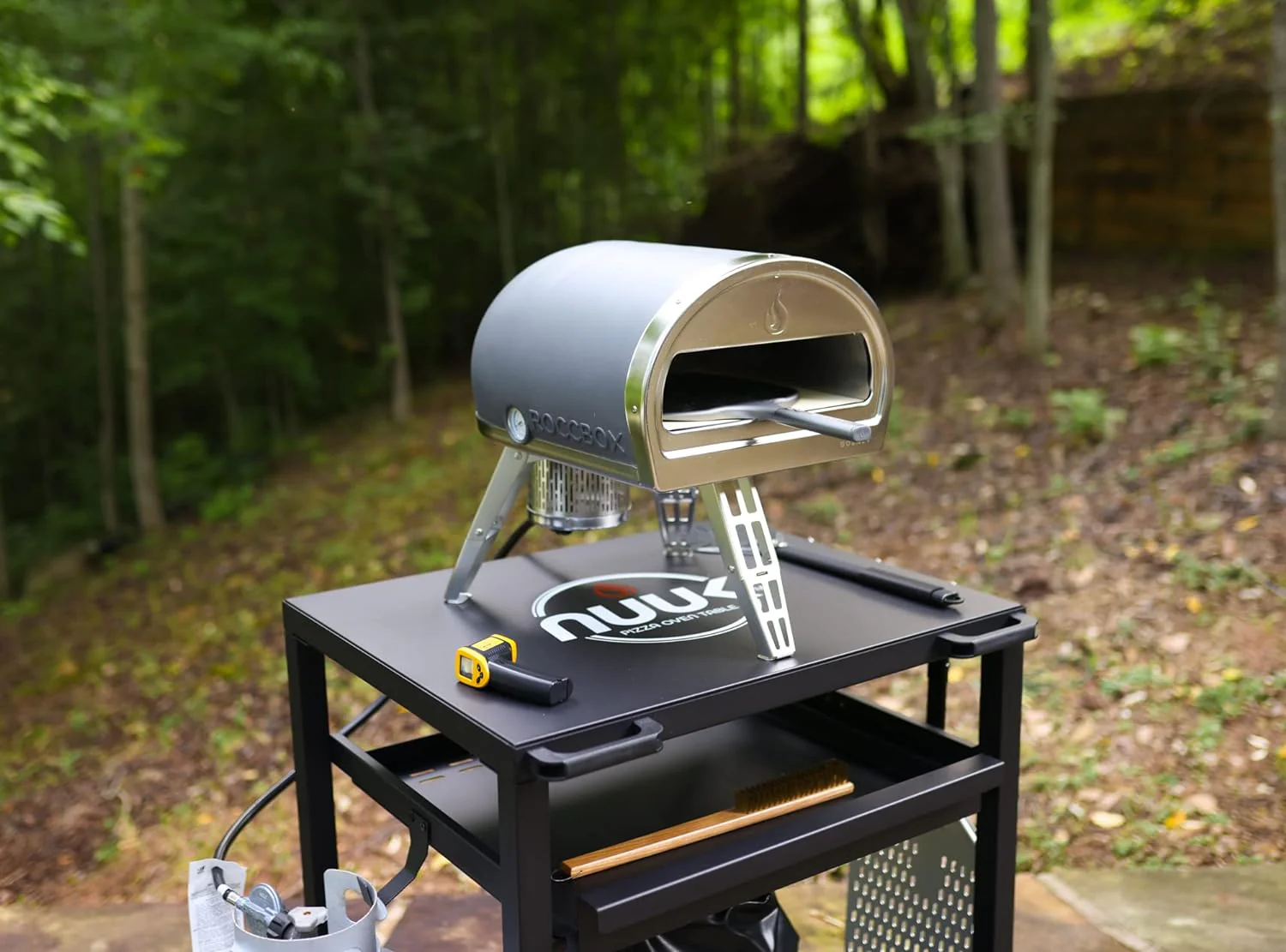 Three-Shelf Heavy Duty Rolling Outdoor Pizza Oven Table, 24