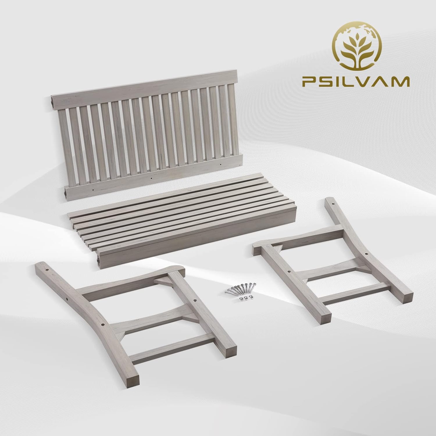 Psilvam Garden Bench, 2-Person Poly Lumber Patio Bench, All-Weather Outdoor Bench That Never Rot and Fade, Suit for Garden, Porch and Park(Brown)