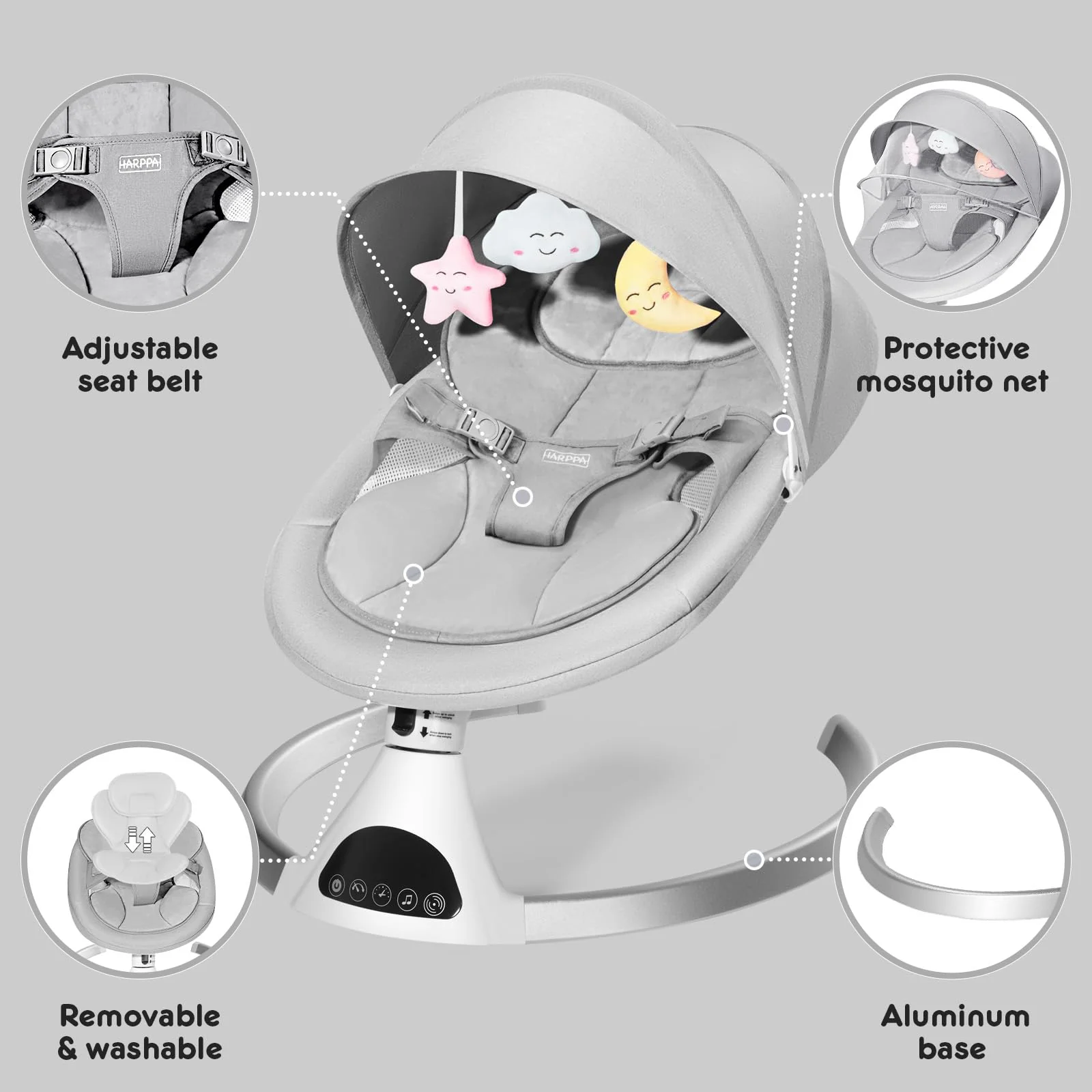 HARPPA Electric Baby Swing for Infants to Toddler with 5 Speed