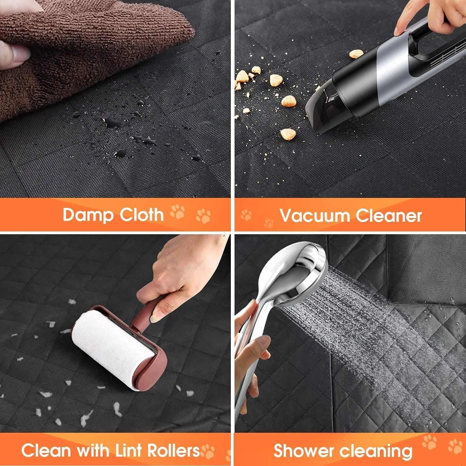 Giomoc Dog Car Seat Cover for Back Seat, Waterproof Seat Protector Scratchproof Pet Hammock with 4 Bags Side Flaps, Washable Nonslip Backseat