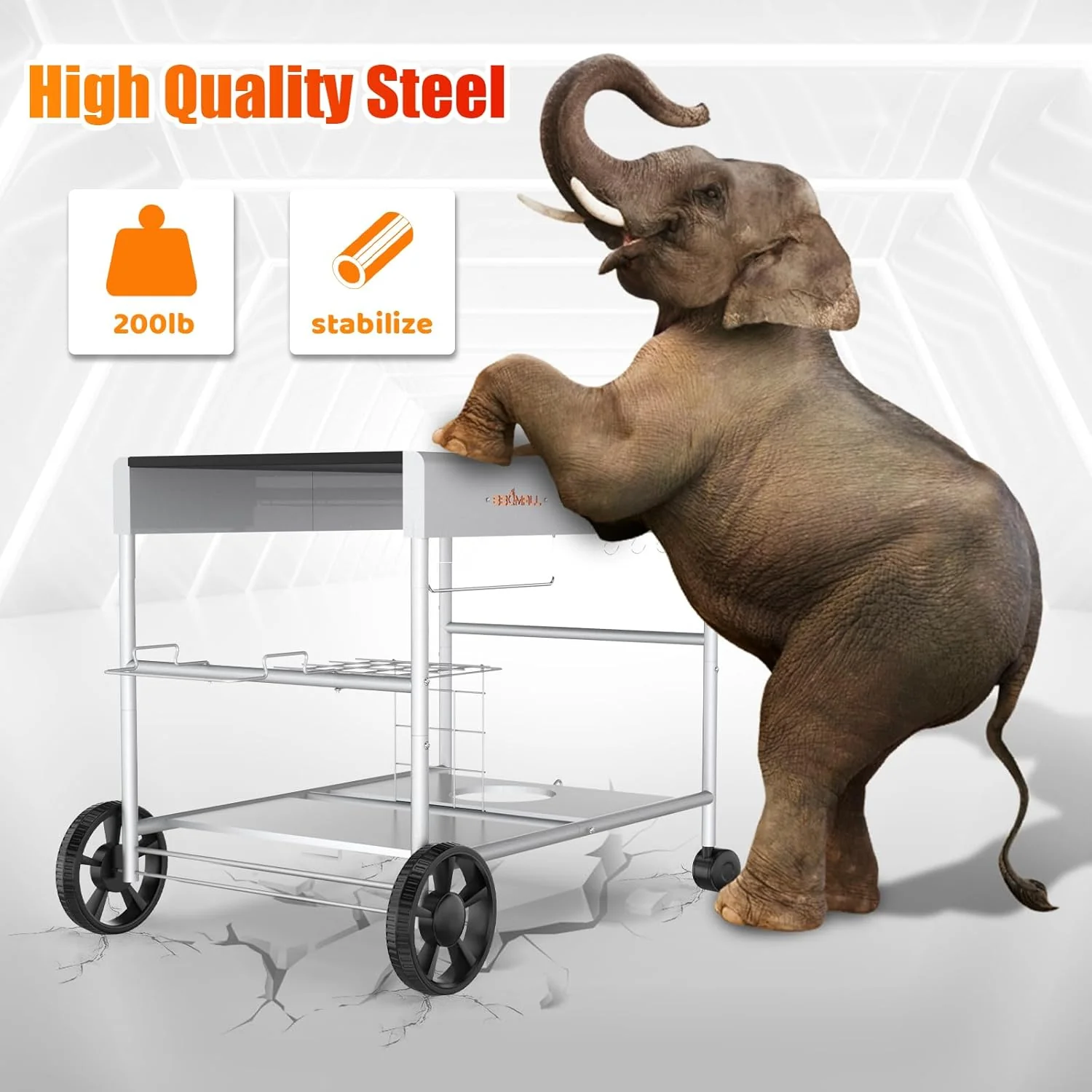 Outdoor Pizza Oven Table Cart | Movable Rolling Kitchen Cart for Ooni and Ninja Woodfire Grills