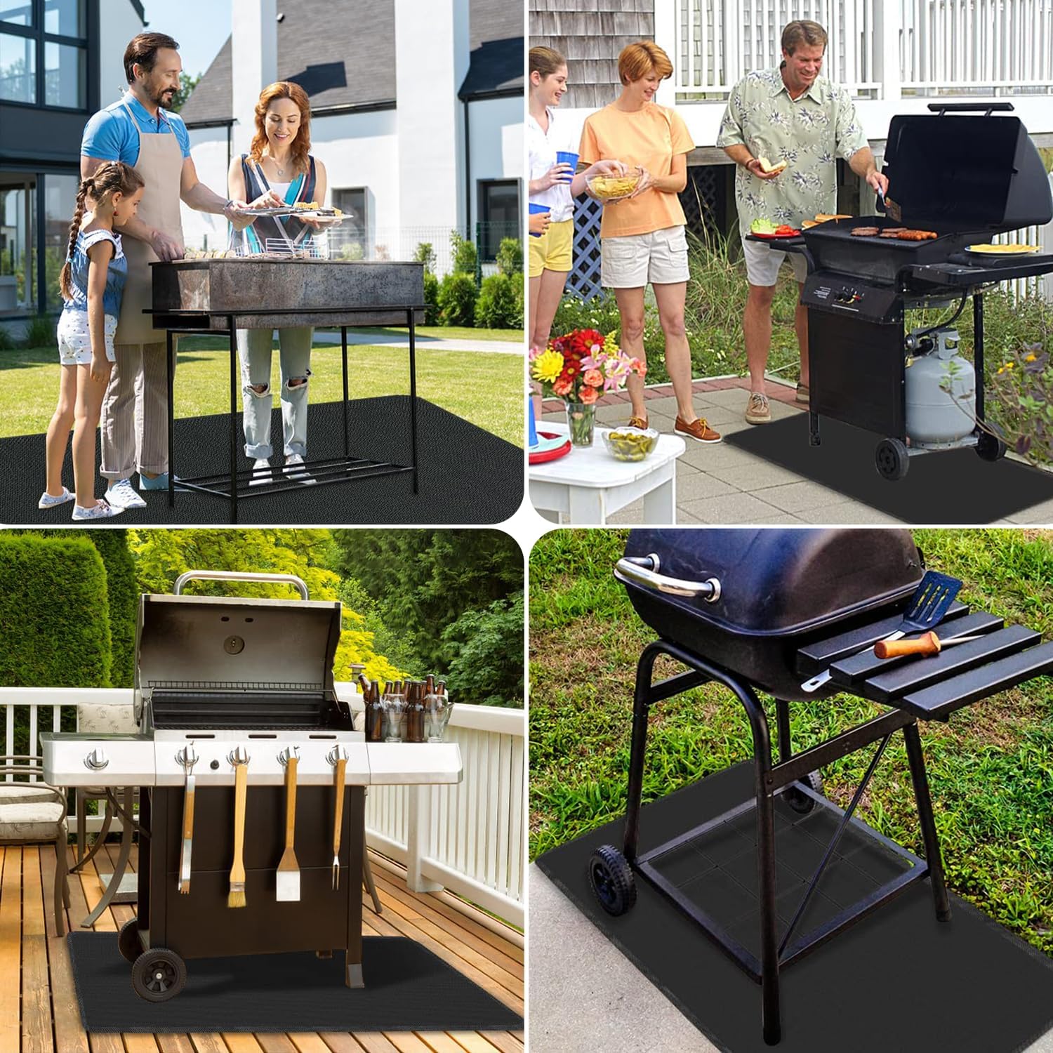 Large 60 x 40 Inch Under Grill Mat for Outdoor Grill Deck Protector, Double-Sided Fireproof Grill Pad