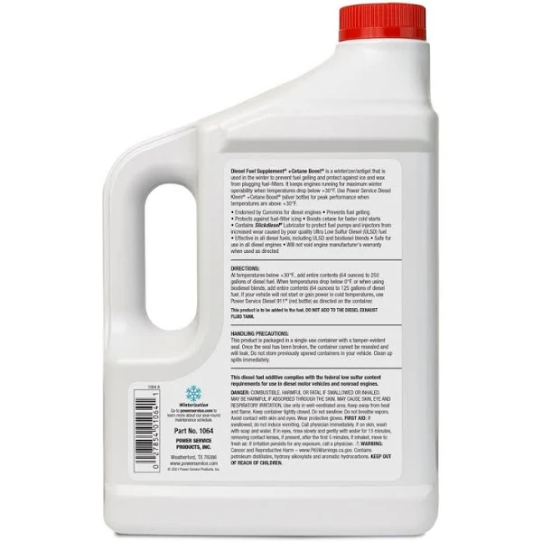 Power Service Diesel Fuel Supplement Winterzier/Antigel, +Cetane Boost - 64 fl oz