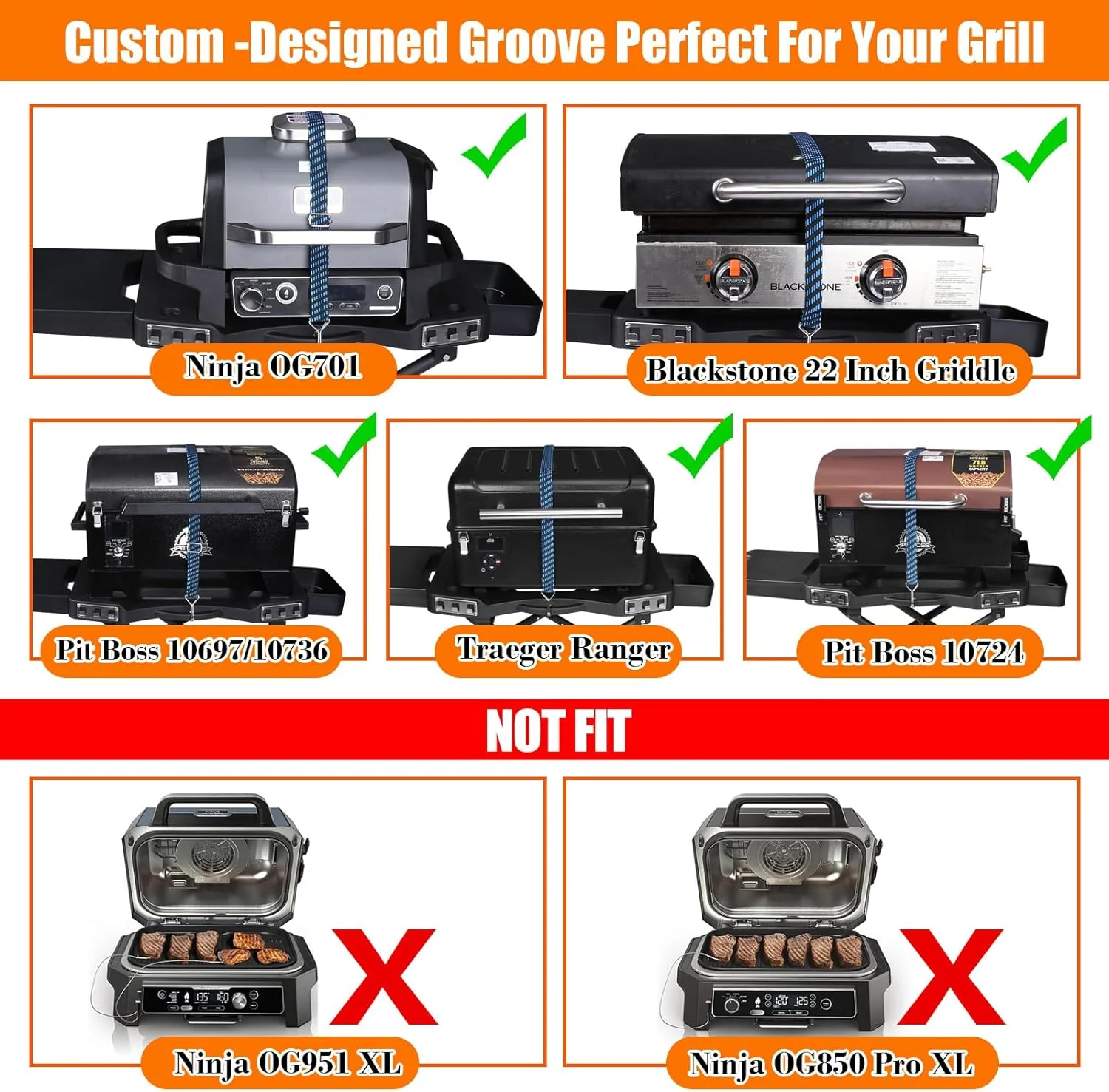 Collapsible Grill Stand for Ninja Woodfire Grill, Traeger, Pit Boss, and 22