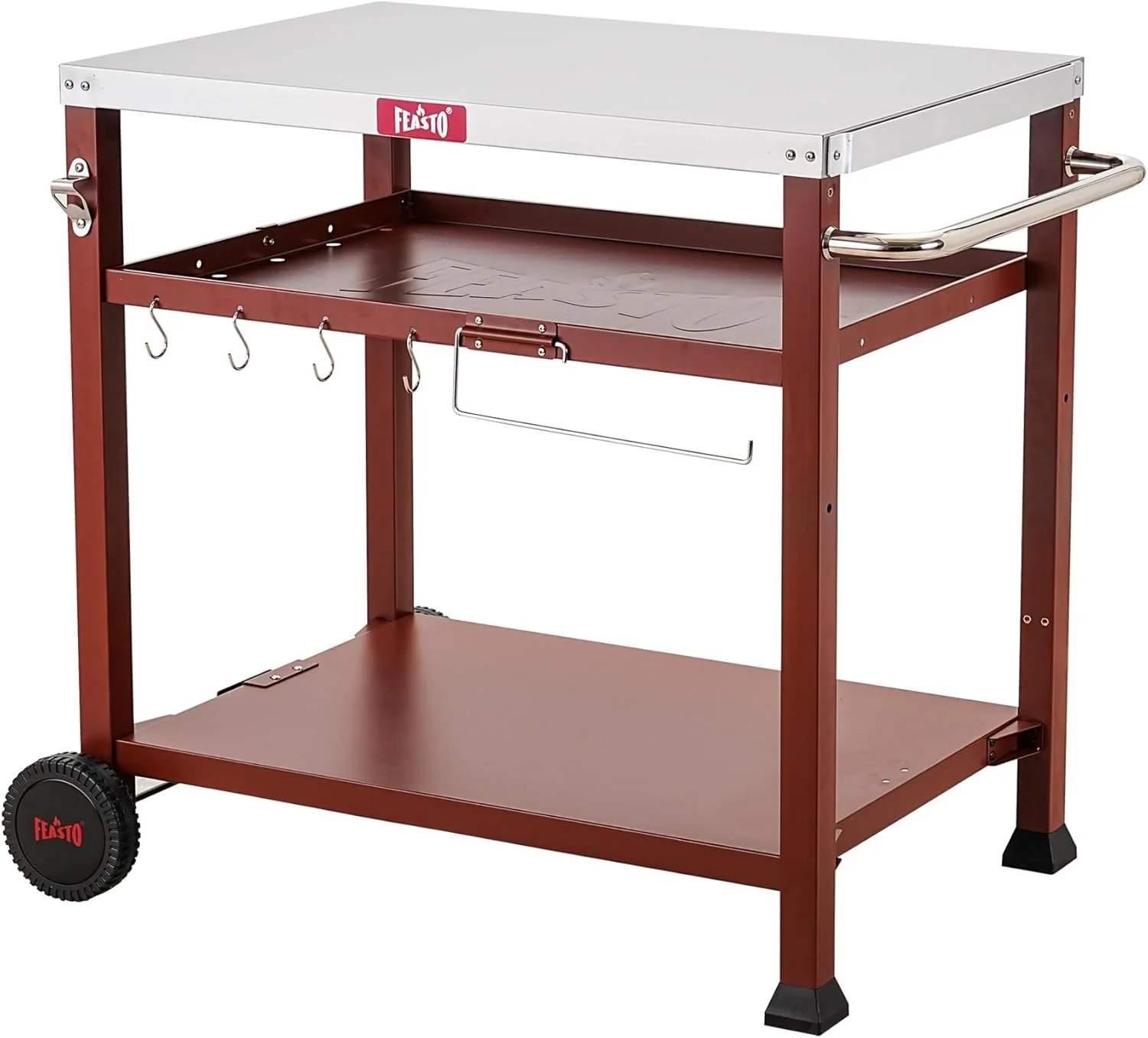 3-Shelf Outdoor Grill Table - Grill Cart Pizza Oven Table with Wheels
